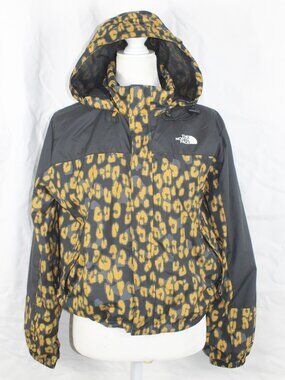 The North Face Women's Hydrenaline Windwall Leopard Print Hooded Jacket Medium